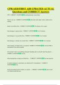 CPR&sol;AED&sol;FIRST AID UPDATED ACTUAL    Questions and CORRECT Answers 