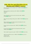 CPR&comma; AED&comma; First Aid UPDATED ACTUAL   Questions and CORRECT Answers