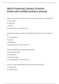 DECA Financial Literacy Practice Exam with verified answers passed