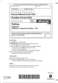 2025 Pearson Edexcel Level 3 GCE 9PL0&sol;3A Politics Advanced PAPER 3&colon; Comparative Politics &ndash; USA