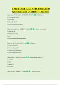 CPR&sol; FIRST AID&sol; AED  UPDATED     Questions and CORRECT Answers 