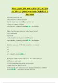 First Aid CPR and AED UPDATED     ACTUAL Questions and CORRECT  Answers
