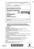 Pearson Edexcel Level 3 GCE Paper reference 9MA0&sol;32 Mathematics Advanced PAPER 32&colon; Mechanics June 2025