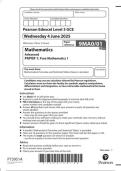Pearson Edexcel Level 3 GCE Mathematics Advanced Paper reference 9MA0&sol;01 PAPER 1&colon; Pure Mathematics 1 June 2025