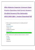 Ohio Asbestos Inspector Licensure Exam  Practice Questions And Correct Answers  &lpar;Verified Answers&rpar; Plus Rationales  2025&vert;2026 Q&A &vert; Instant Download Pdf 