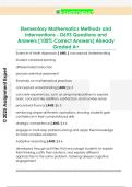 Elementary Mathematics Methods and  Interventions - D693 Questions and  Answers &lpar;100&percnt; Correct Answers&rpar; Already  Graded A&plus; 