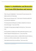 Chapter 9&colon; rehabilitation and Restorative Care Exam 2026 Questions and Answers