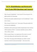 Ch 21&period; Rehabilitation and Restorative Care Exam 2026 Questions and Answers