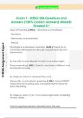 Exam 1 - NRSG 206 Questions and  Answers &lpar;100&percnt; Correct Answers&rpar; Already  Graded A&plus;
