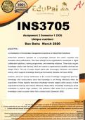 INS3705 Assignment 2 &lpar;COMPLETE ANSWERS&rpar; Semester 1 2026 - DUE April 2026
