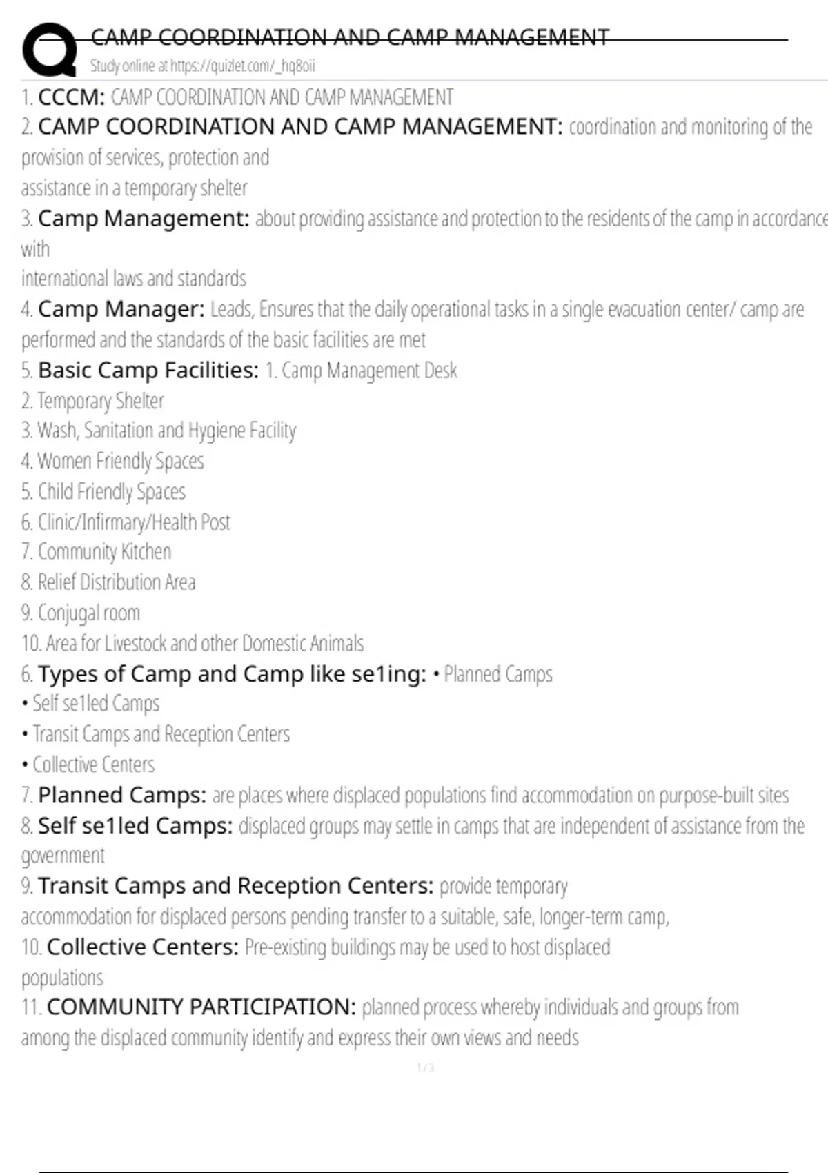 CAMP COORDINATION AND CAMP MANAGEMENT Exam Questions and Answers 100% ...