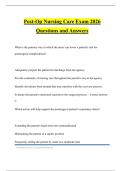 Post-Op Nursing Care Exam 2026 Questions and Answers