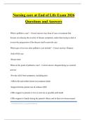 Nursing care at End of Life Exam 2026 Questions and Answers