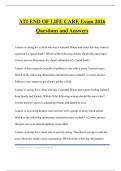 ATI END OF LIFE CARE Exam 2026 Questions and Answers