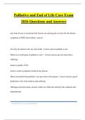 Palliative and End of Life Care Exam 2026 Questions and Answers