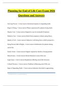 Planning for End of Life Care Exam 2026 Questions and Answers