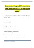 Foundations Chapter 27 Patient Safety and Quality Exam 2026 Questions and Answers