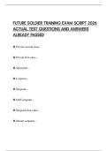 FUTURE SOLDIER TRAINING EXAM SCRIPT 2026 ACTUAL TEST QUESTIONS AND ANSWERS ALREADY PASSED