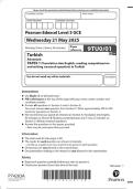 2025 Pearson Edexcel Level 3 GCE 9TU0/01 Turkish Advanced PAPER 1: Translation into English, reading comprehension and writing (research question) in Turkish