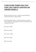 FUTURE SOLDIER TRAINING FINAL EXAM SCRIPT 2026 COMPLETE QUESTIONS AND ANSWERS GRADED A&plus;