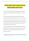 Patient Safety Final Assessment Exam 2026 Questions and Answers