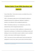 Patient Safety Exam 2026 Questions and Answers