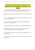 Defensive Driving Course Final Exam  Questions And Complete Solutions &vert;&vert; A&plus; Rated