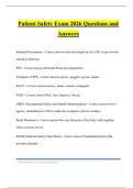 Patient Safety Exam 2026 Questions and Answers