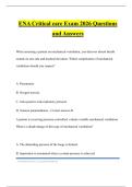 ENA Critical care Exam 2026 Questions and Answers