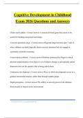 Cognitive Development in Childhood Exam 2026 Questions and Answers