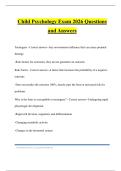 Child Psychology Exam 2026 Questions and Answers