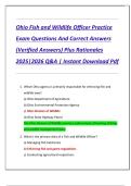 Ohio Fish and Wildlife Officer Practice  Exam Questions And Correct Answers  &lpar;Verified Answers&rpar; Plus Rationales  2025&vert;2026 Q&A &vert; Instant Download Pdf