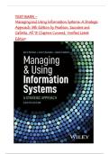 Test Bank - Managing and Using Information Systems&colon; A Strategic Approach&comma; 8th Edition by Pearlson&comma; Saunders and Galletta&comma; All 13 Chapters Covered&comma; Verified Latest Edition