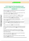 FCTC Final Test Prep Questions and  Answers &lpar;100&percnt; Correct Answers&rpar; Already  Graded A&plus;