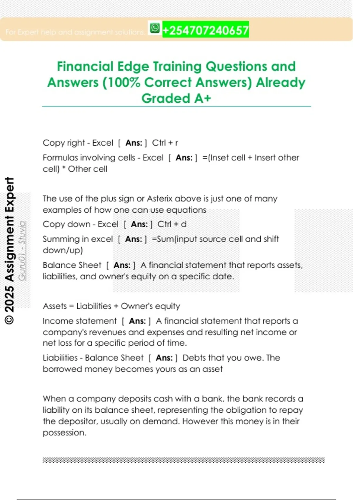 Financial Edge Training Questions and Answers (100% Correct Answers ...