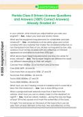 Florida Class E Drivers License Questions  and Answers &lpar;100&percnt; Correct Answers&rpar;  Already Graded A&plus;