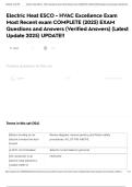 Electric Heat ESCO - HVAC Excellence Exam Most Recent exam COMPLETE &lpar;2025&rpar; EXAM Questions and Answers &lpar;Verified Answers&rpar; &lpar;Latest Update 2025&rpar; UPDATE&excl;&excl;