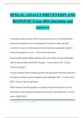 SEXUAL ASSAULT PREVENTION AND RESPONSE Exam 2026 Questions and Answers