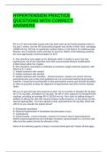 HYPERTENSION PRACTICE QUESTIONS WITH CORRECT ANSWERS