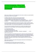 HYPERTENSION PRACTICE QUESTIONS WITH CORRECT ANSWERS