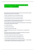 HYPERTENSION QUESTIONS WITH CORRECT ANSWERS