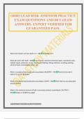 OHIO LEAD RISK ASSESSOR PRACTICE EXAM QUESTIONS AND DETAILED ANSWERS&period; EXPERT VERIFIED FOR GUARANTEED PASS&period;