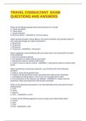 TRAVEL CONSULTANT  EXAM QUESTIONS AND ANSWERS