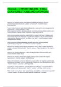 RELIAS - HYPERTENSION - FINAL EXAM QUESTIONS AND ANSWERS