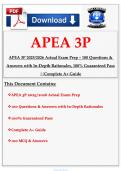 APEA 3P 2025&sol;2026 Actual Exam Prep &ndash; 100 Questions & Answers with In-Depth Rationales&comma; 100&percnt; Guaranteed Pass &vert;&vert;Complete A&plus; Guide