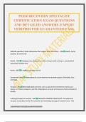 PEER RECOVERY SPECIALIST CERTIFICATION EXAM QUESTIONS AND DETAILED ANSWERS&period; EXPERT VERIFIED FOR GUARANTEED PASS&period;