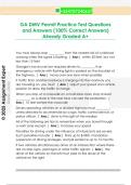 GA DMV Permit Practice Test Questions  and Answers &lpar;100&percnt; Correct Answers&rpar;  Already Graded A&plus; 