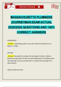 MASSACHUSETTS PLUMBERS JOURNEYMAN EXAM ACTUAL 2025&sol;2026 QUESTIONS AND 100&percnt; CORRECT ANSWERS