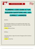 PLUMBING CODE EXAM ACTUAL 2025&sol;2026 QUESTIONS AND 100&percnt; CORRECT ANSWERS
