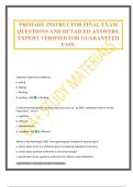 PRIMARY INSTRUCTOR FINAL EXAM QUESTIONS AND DETAILED ANSWERS&period; EXPERT VERIFIED FOR GUARANTEED PASS&period;
